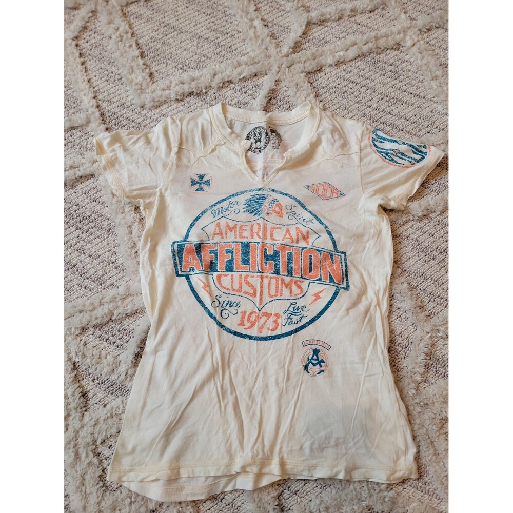 Affliction Women's T Shirt Y2K Vintage Size Med American Customs